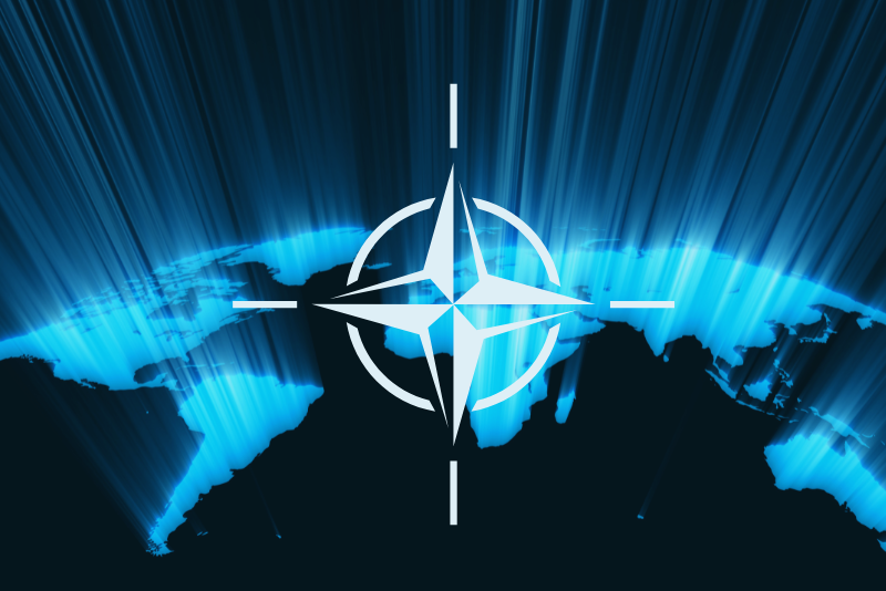 NATO Logo over a stylized map